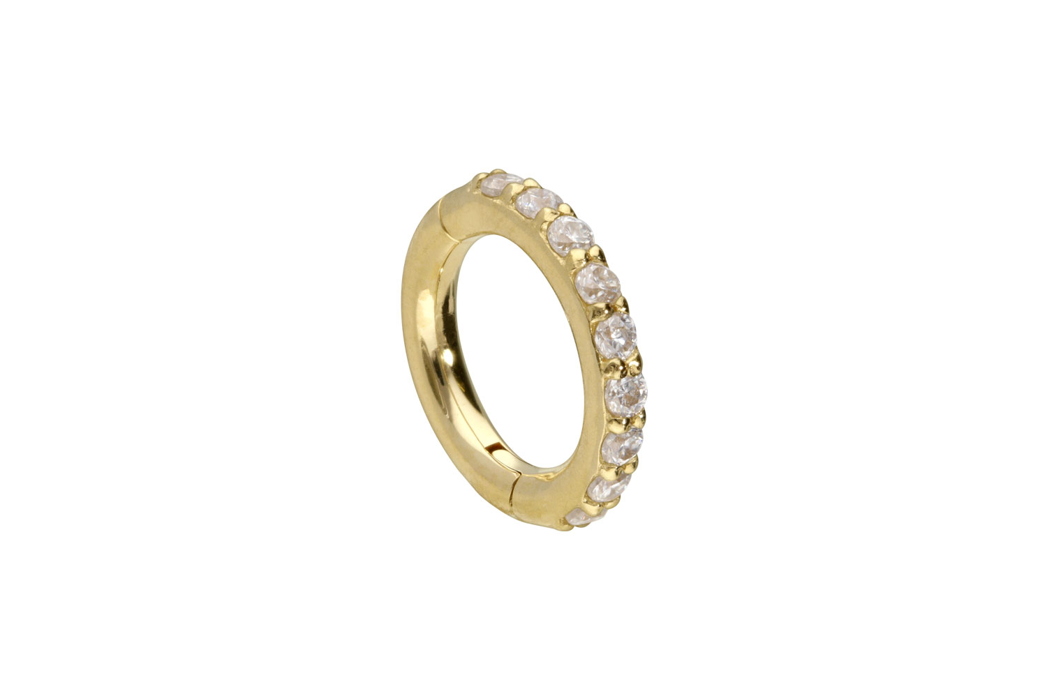 14/18 Karat Gold Segmentring Clicker Piercing EINGEFASSTE MOISSANITE